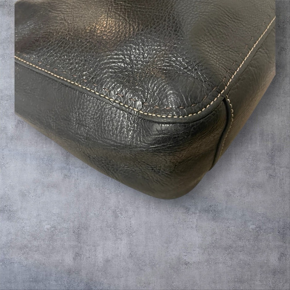 Vintage Fossil Black Leather Hobo Shoulder Bag Purse Contrast Stitching - Picture 6 of 9